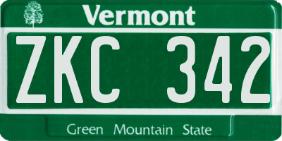 VT license plate ZKC342