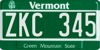 VT license plate ZKC345