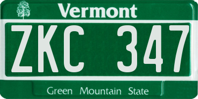 VT license plate ZKC347