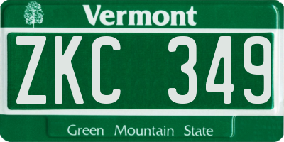 VT license plate ZKC349