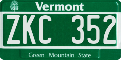 VT license plate ZKC352