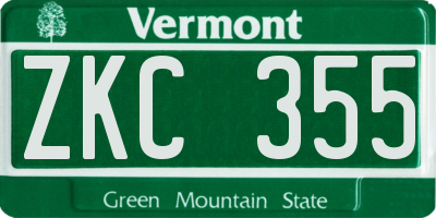 VT license plate ZKC355