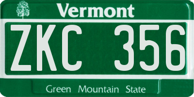 VT license plate ZKC356