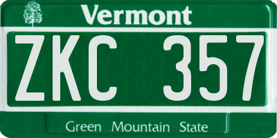 VT license plate ZKC357