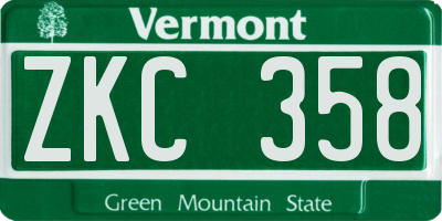 VT license plate ZKC358