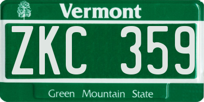 VT license plate ZKC359