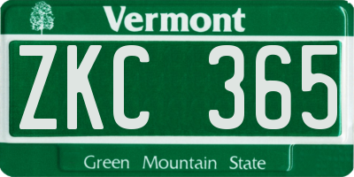 VT license plate ZKC365