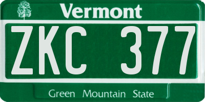 VT license plate ZKC377