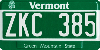 VT license plate ZKC385