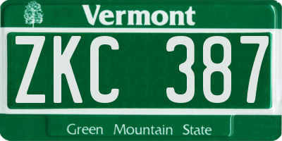 VT license plate ZKC387