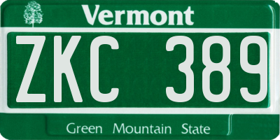 VT license plate ZKC389