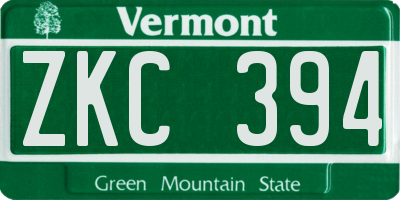 VT license plate ZKC394
