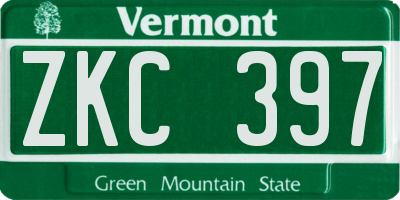 VT license plate ZKC397