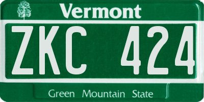 VT license plate ZKC424