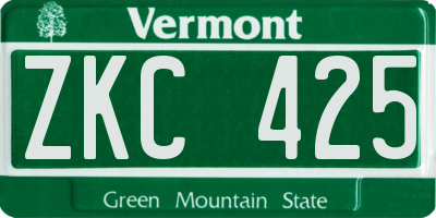 VT license plate ZKC425