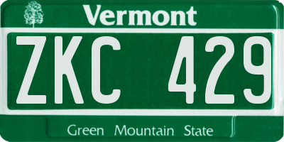 VT license plate ZKC429