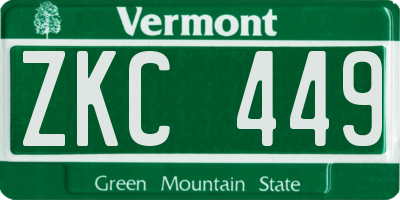 VT license plate ZKC449
