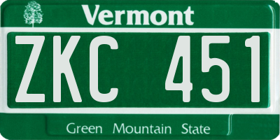 VT license plate ZKC451
