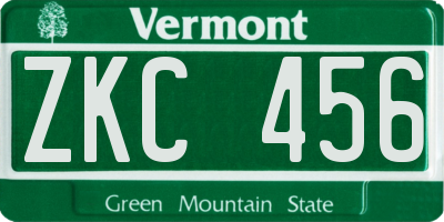 VT license plate ZKC456