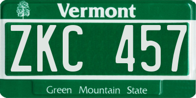 VT license plate ZKC457