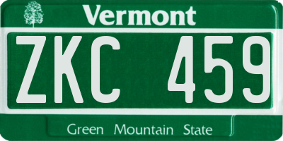 VT license plate ZKC459