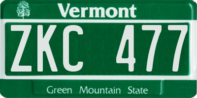 VT license plate ZKC477