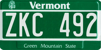 VT license plate ZKC492
