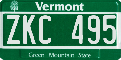 VT license plate ZKC495