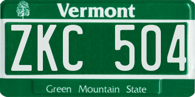 VT license plate ZKC504