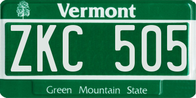 VT license plate ZKC505