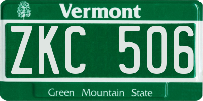 VT license plate ZKC506