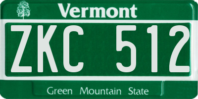 VT license plate ZKC512