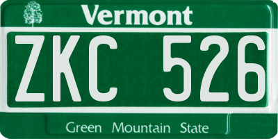 VT license plate ZKC526