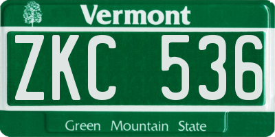 VT license plate ZKC536