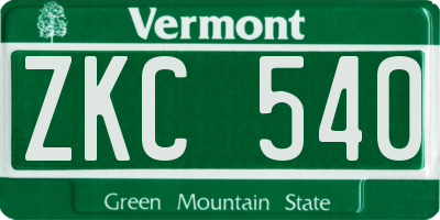 VT license plate ZKC540