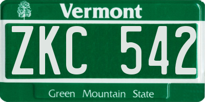 VT license plate ZKC542