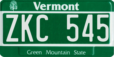 VT license plate ZKC545