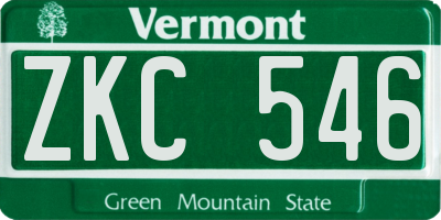VT license plate ZKC546