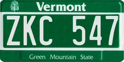 VT license plate ZKC547