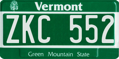 VT license plate ZKC552