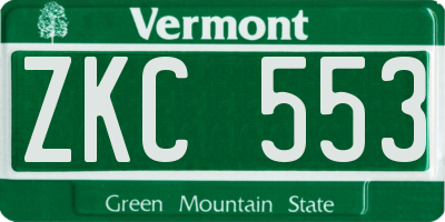 VT license plate ZKC553