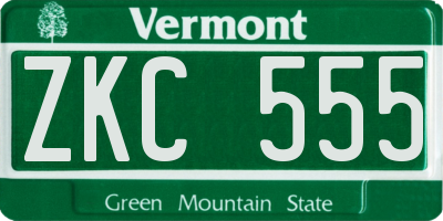 VT license plate ZKC555