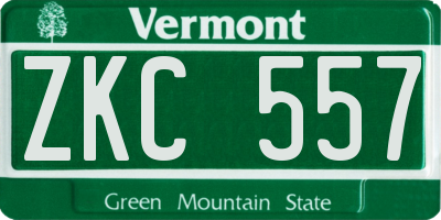 VT license plate ZKC557