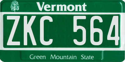 VT license plate ZKC564