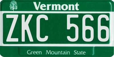 VT license plate ZKC566