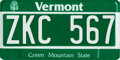 VT license plate ZKC567