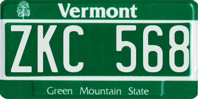 VT license plate ZKC568
