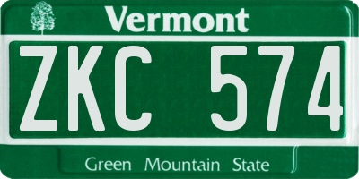 VT license plate ZKC574