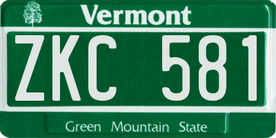 VT license plate ZKC581