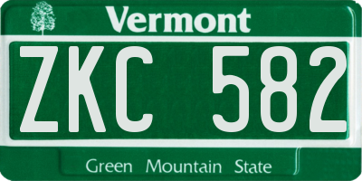 VT license plate ZKC582